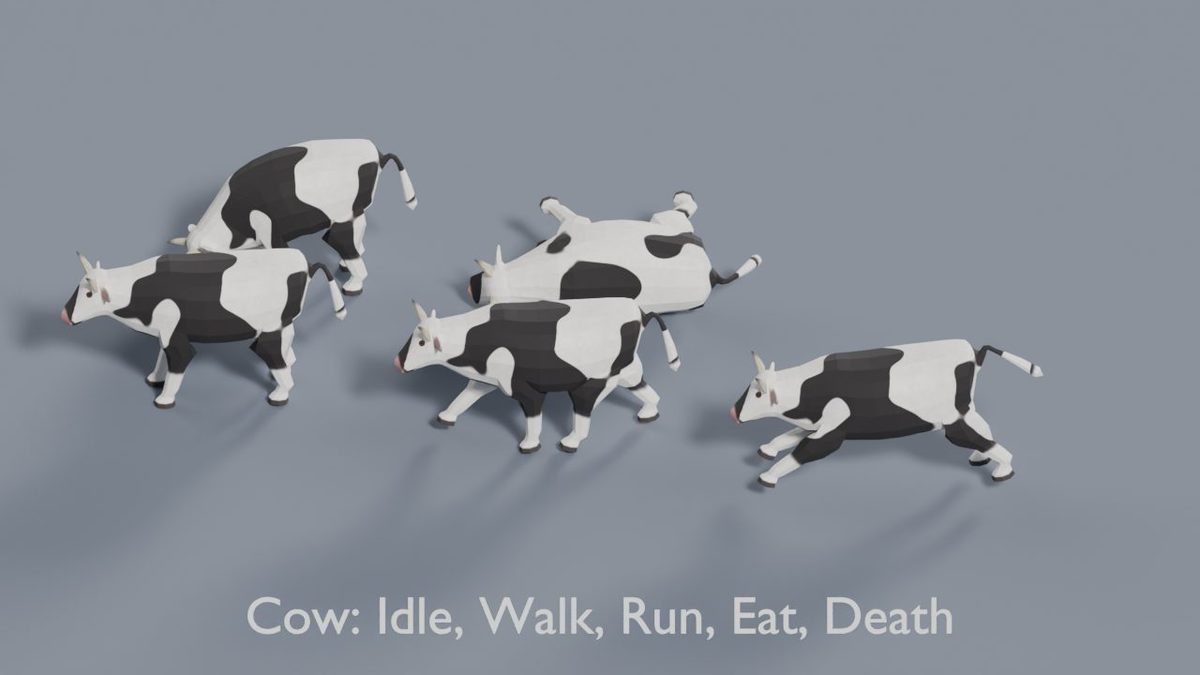 Animated Low Poly Animals Pack 2 | Fox, Cow, Cat, Pig & More | 112 Variants