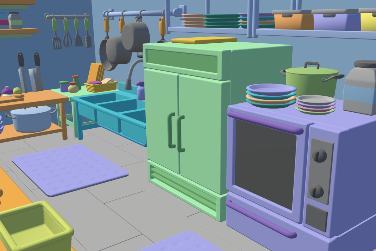 Cute Low Poly Kitchen Pack - Colorful Interior Props