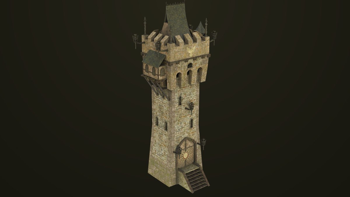 Old Castle Watch Tower 01 URP HDRP Textures