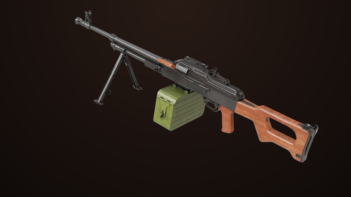 Machine Gun 11 Wood handle URP HDRP Textures