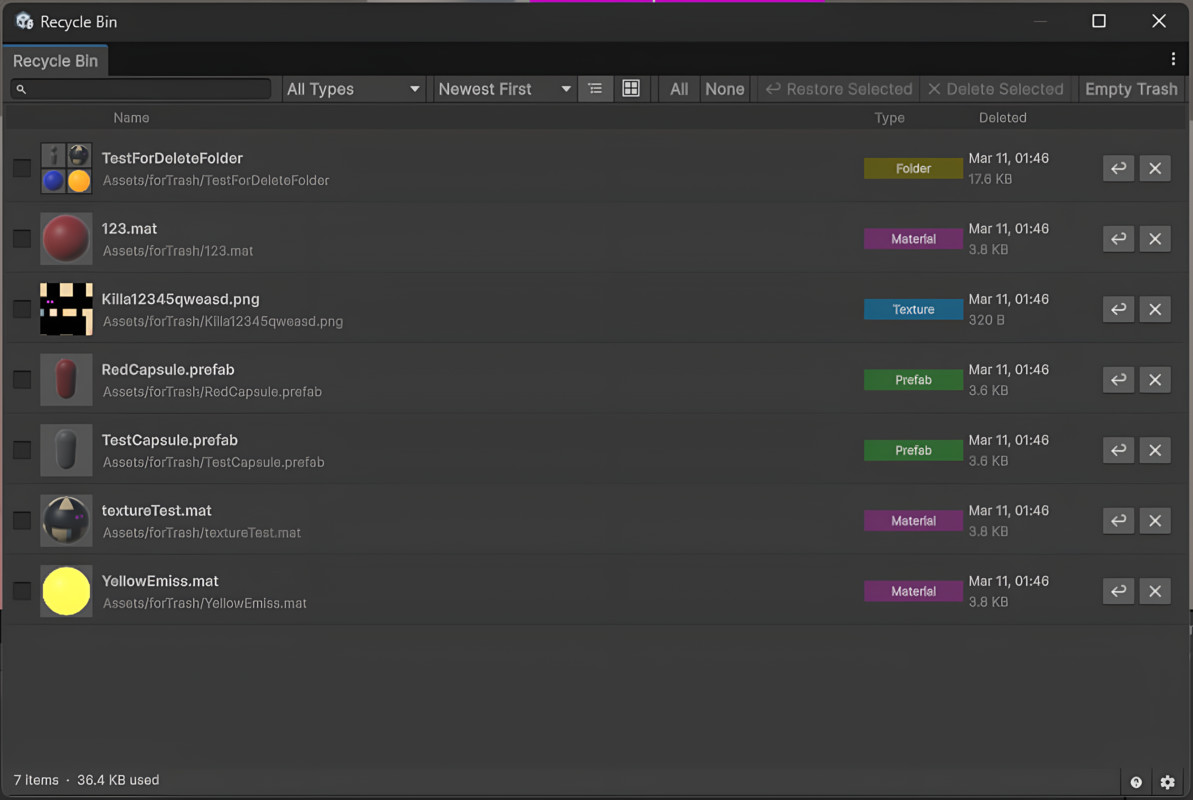 Recycle Bin — Recover Deleted Assets