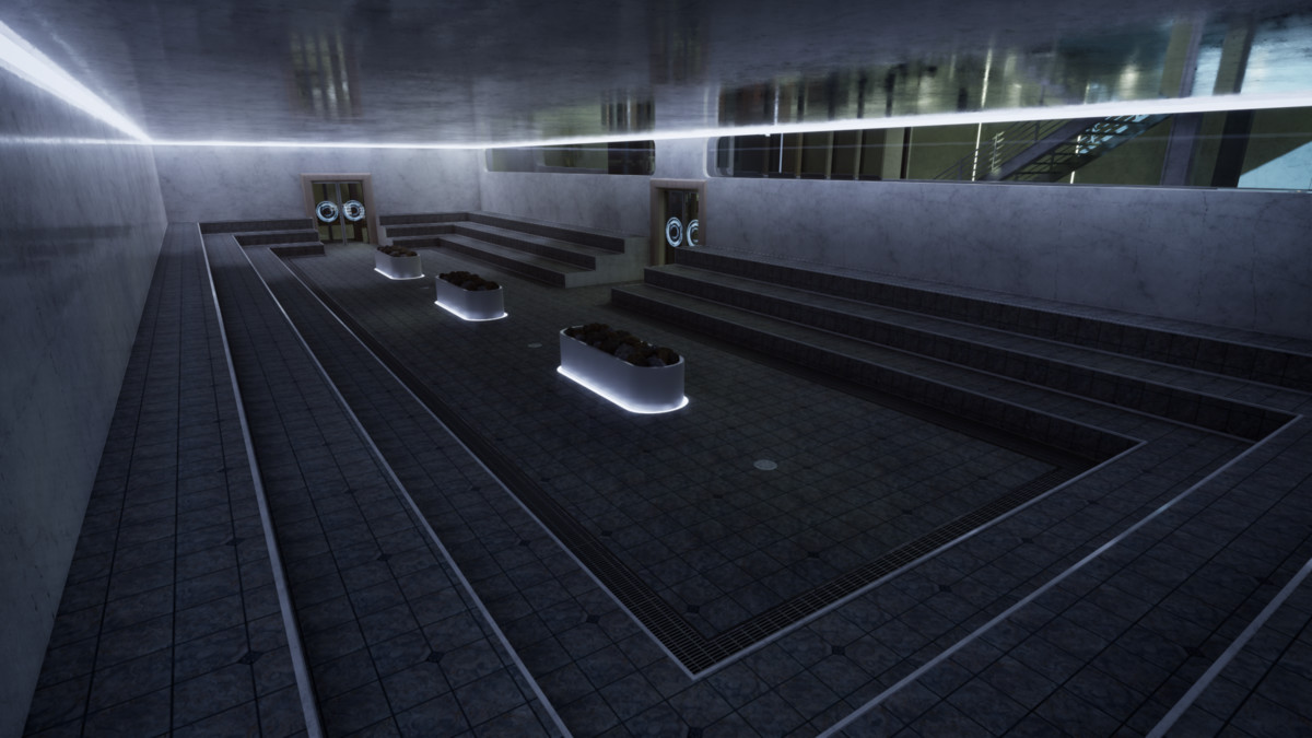 Futuristic Pool Lounge – Luxury Sci-Fi Environment