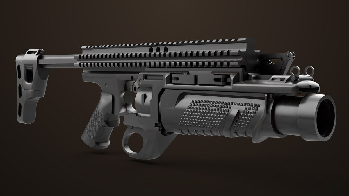 6 Grenade Launcher Black URP HDRP Textures