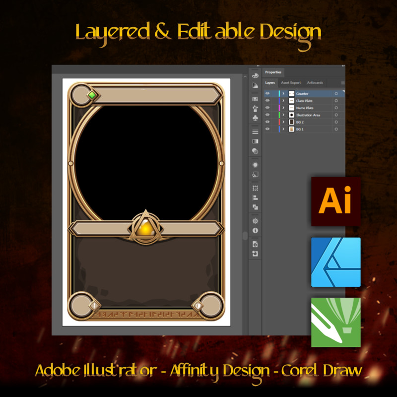 Fantasy TCG Game Card Template vol. 4