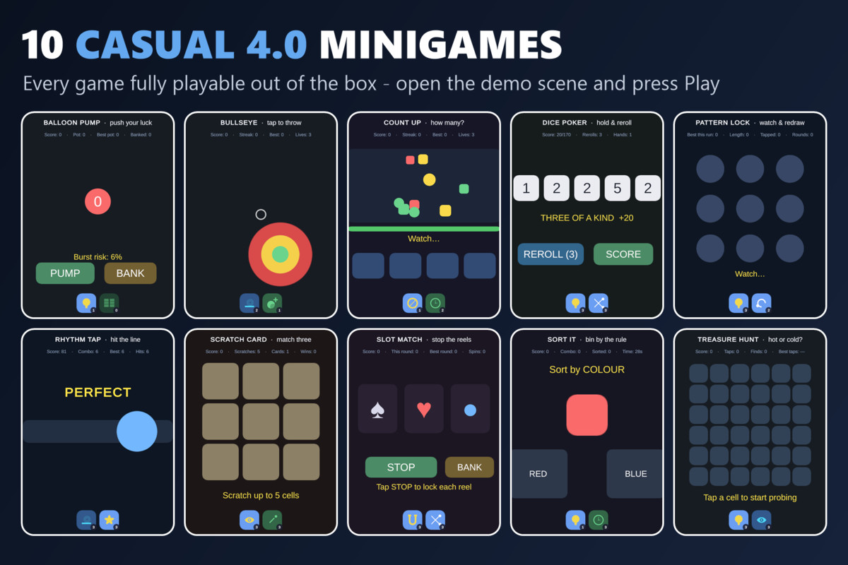 Mini Game Templates Casual 4.0 - 10 Casual Starters for Unity