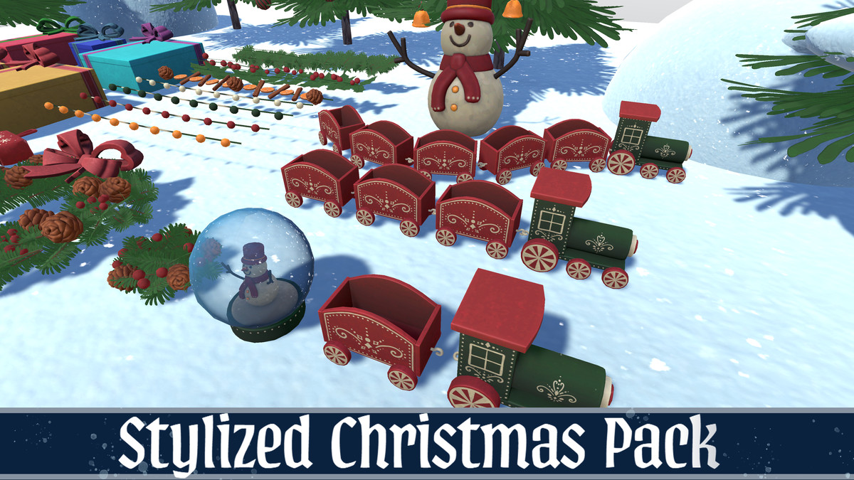 Stylized Christmas Decorations Pack – Trees, Gifts & Sweets