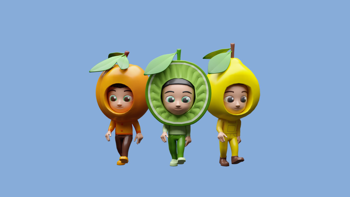 Cartoon kids 3 03 in fruit costumes
