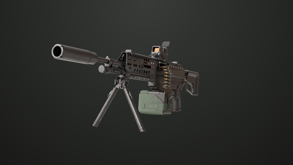 Machine Gun 14 Black URP HDRP Textures
