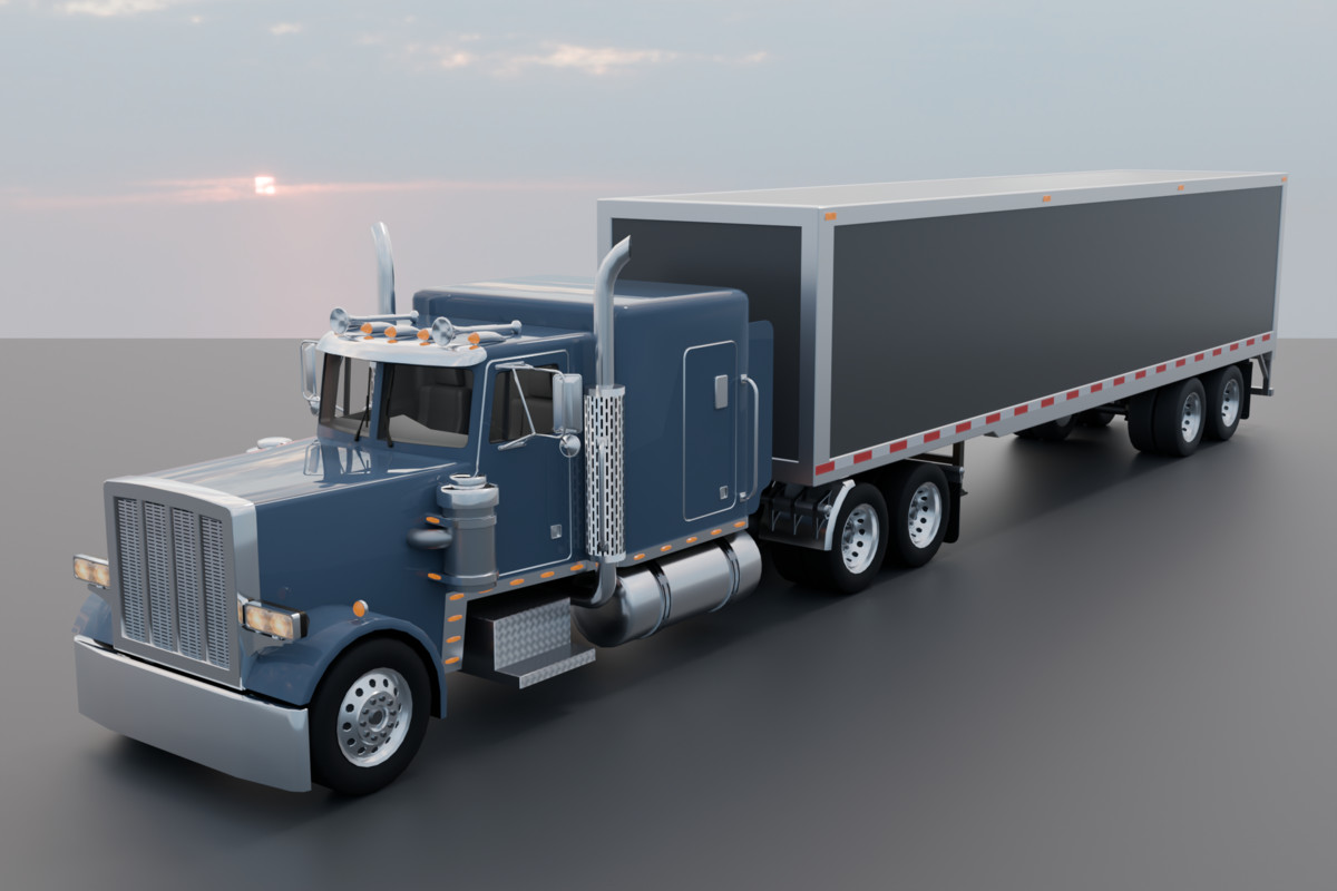 Realistic American Semi Truck + Box Trailer | 11 Truck + 8 Trailer Colors | PBR