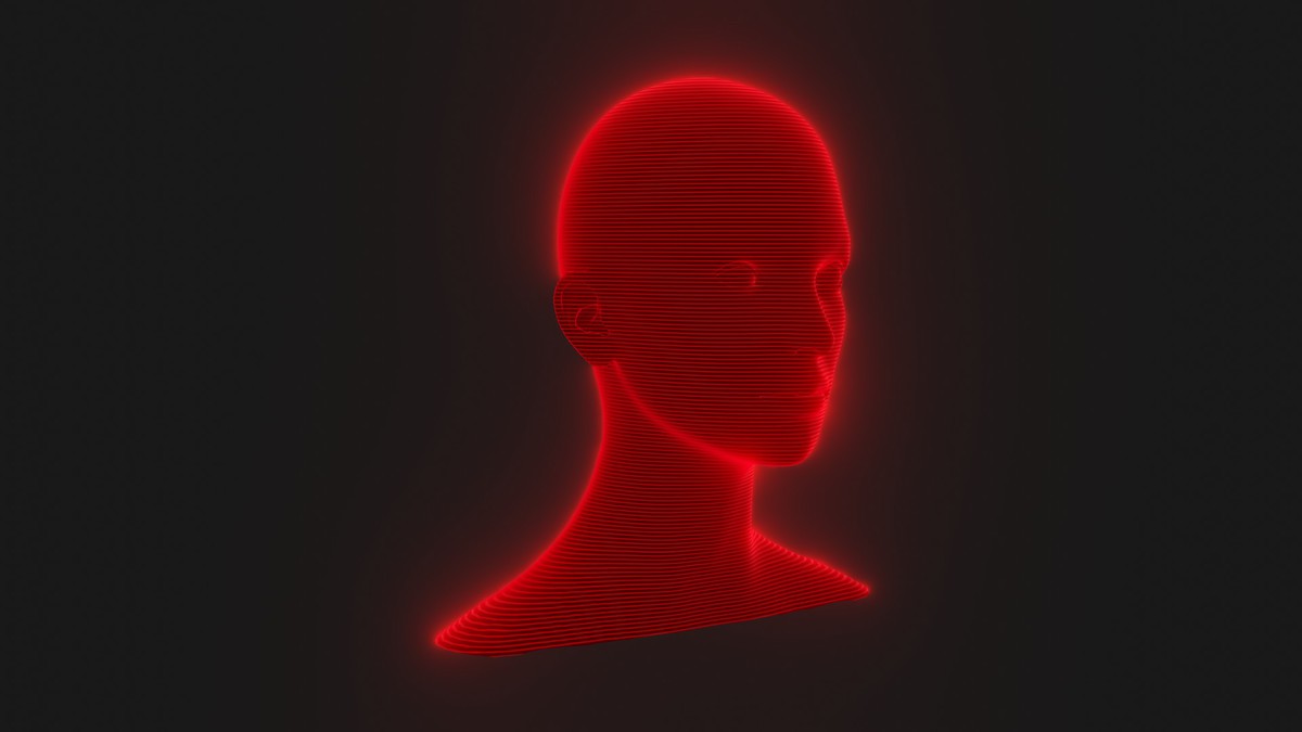Sci-Fi Red Hologram Male Female Heads 3D Model Pack - Animated, Blend Shapes