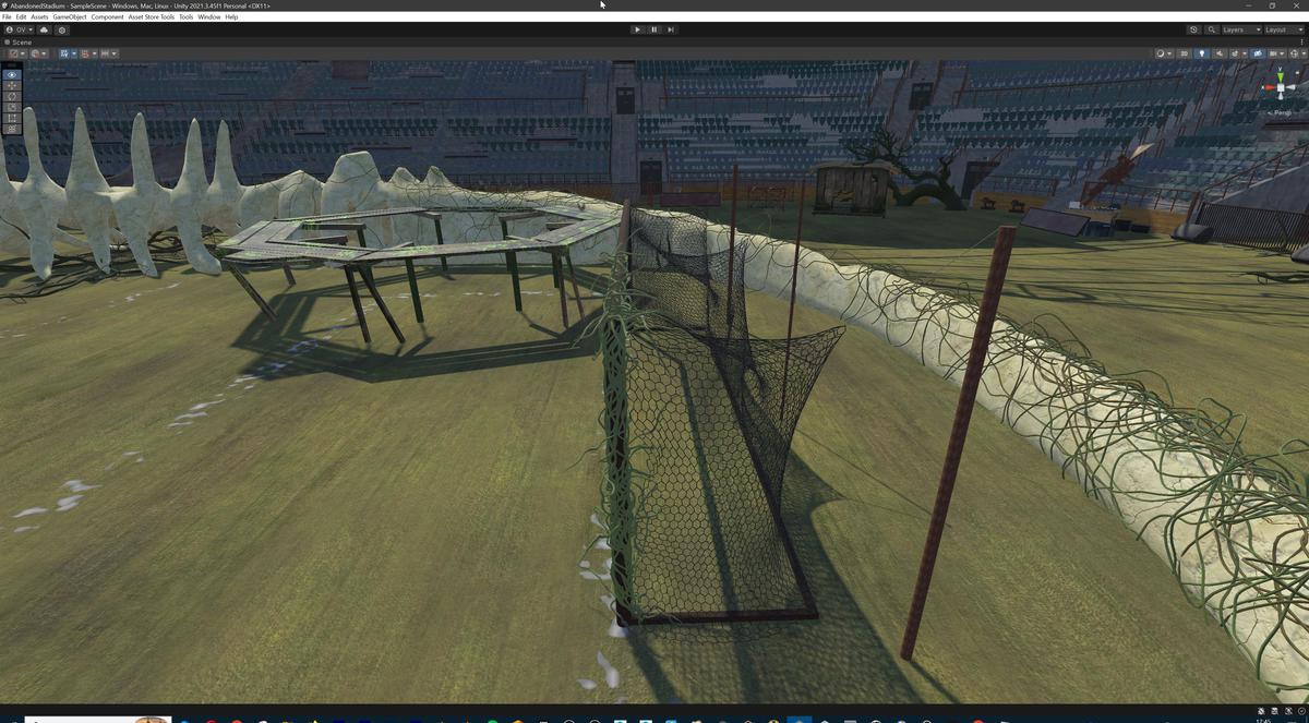 Abandoned Post-Apocalyptic Football Stadium - Modular Environment 3d Level