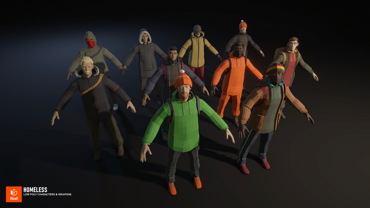 Homeless - Low Poly Characters & Weapons