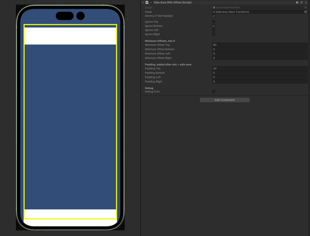 Safe Area with Custom Offset for UGUI