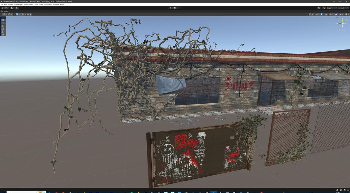 Post-Apocalyptic Junkyard Rusty Gas Station Props Pack (217 3d assets)