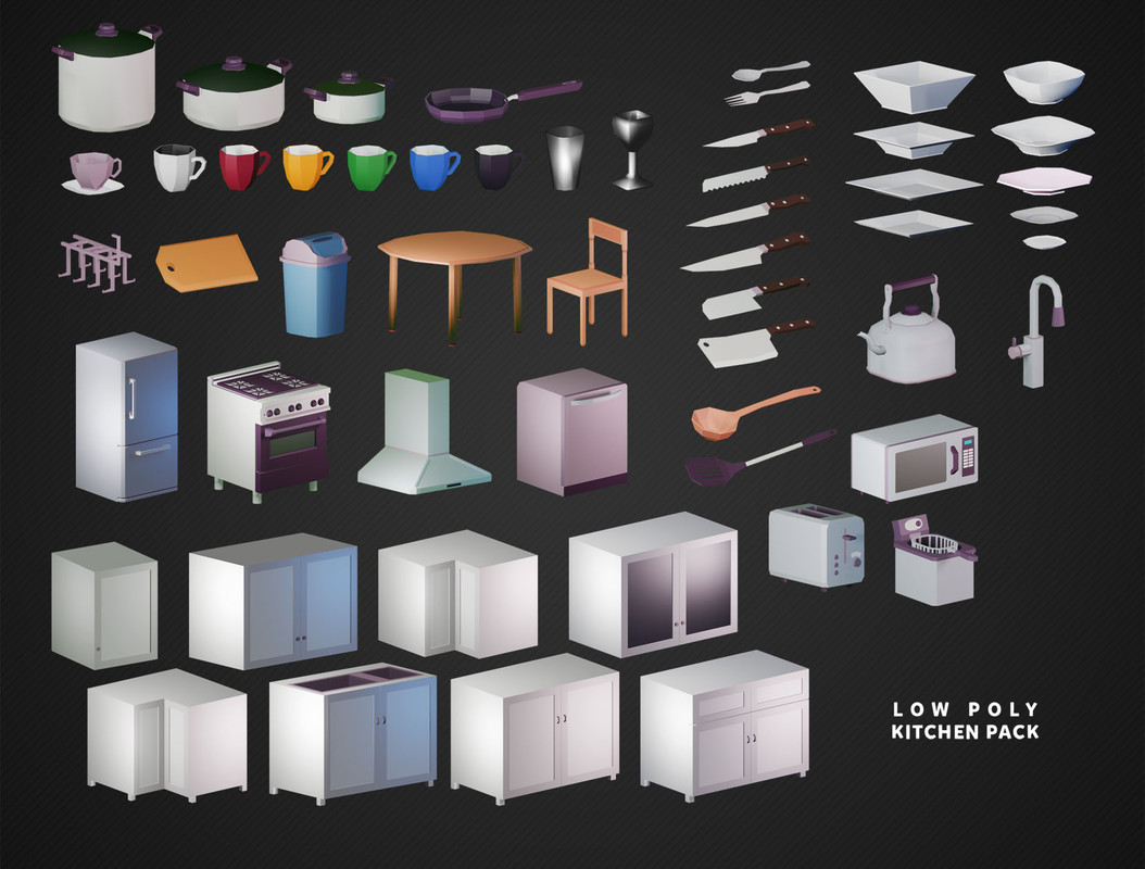 Low Poly Kitchen Pack