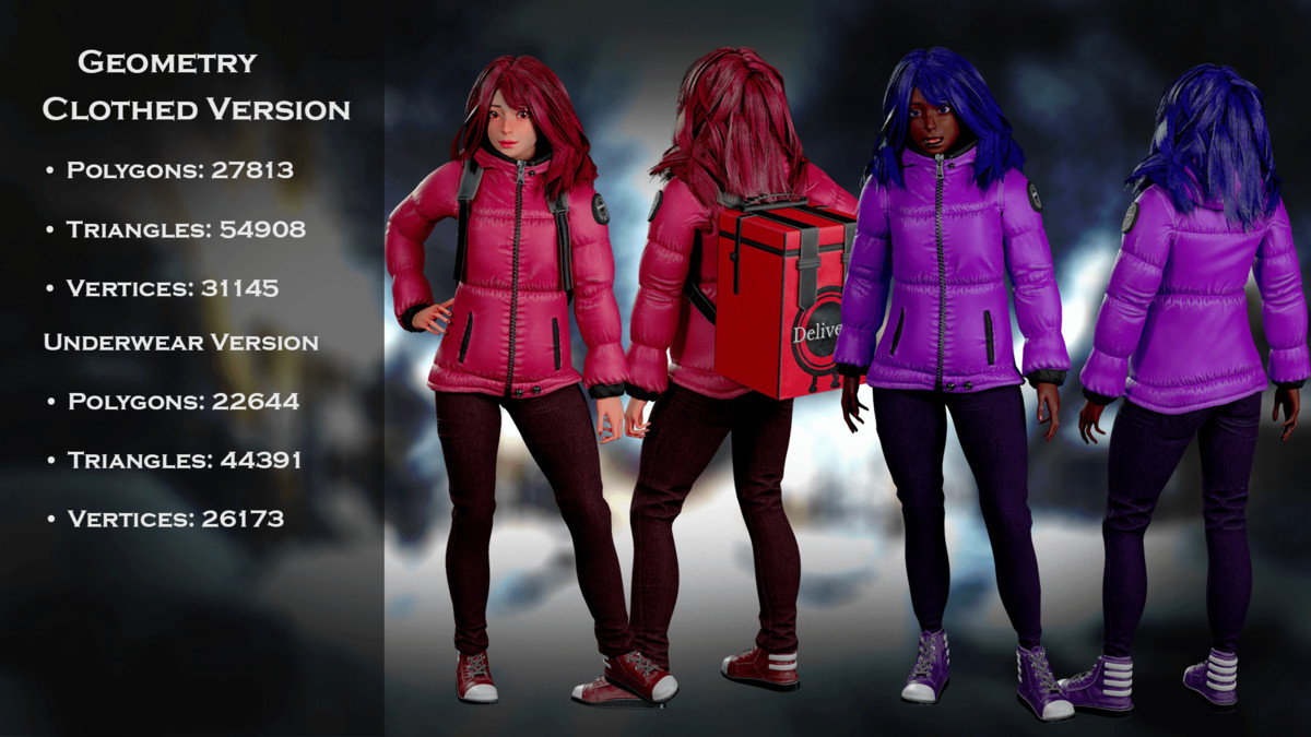 Winter Delivery Girl – Game Ready Modular Character Pack