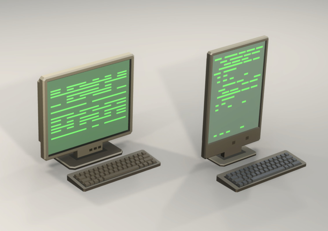 Low Poly Sci-Fi Monitor Pack (2 Sets) - Retro CRT & Slimline Assets