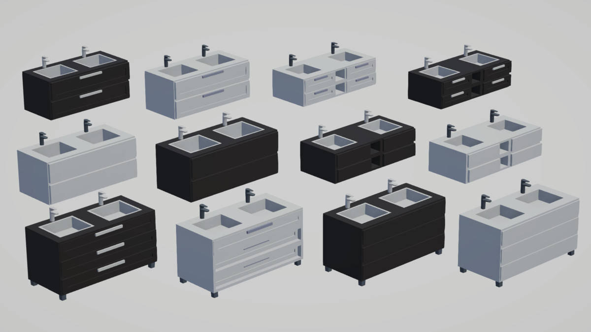 Low Poly Bathroom - Modular Assets