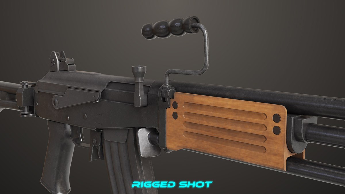 Machine Gun 13 Wood Handle URP HDRP Textures