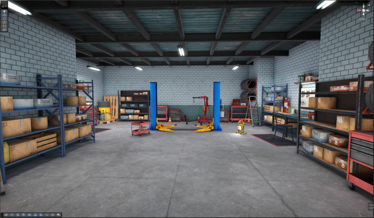 Garage-Autoservice Low-poly 3D models URP