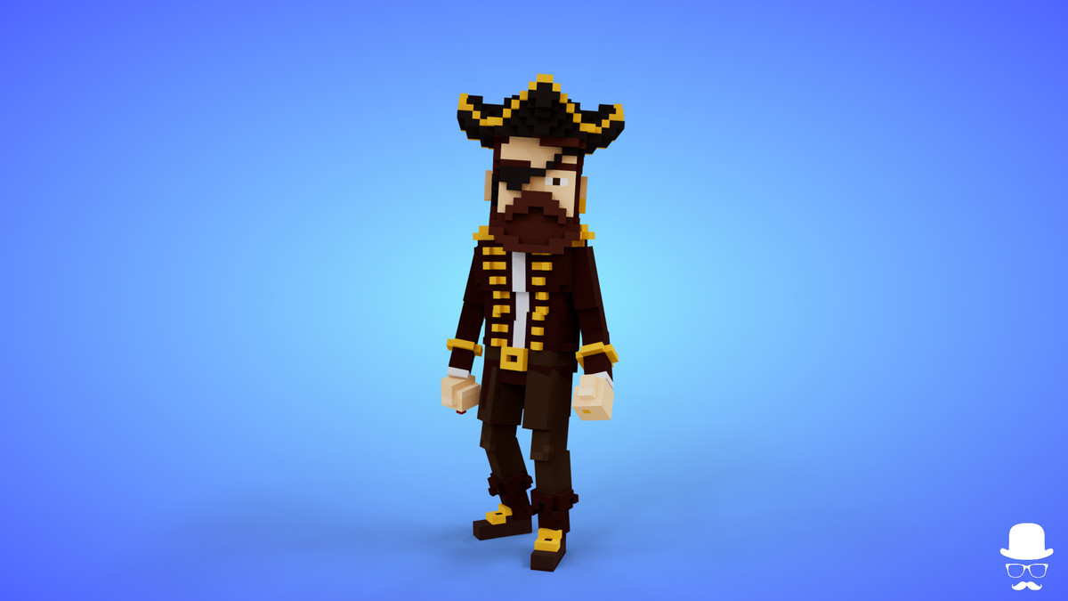 3D Voxel Model - Pirate Character