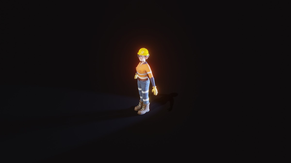 Stylized Female Worker 3D Model – Animated & Customizable (Game-Ready, Built-In)