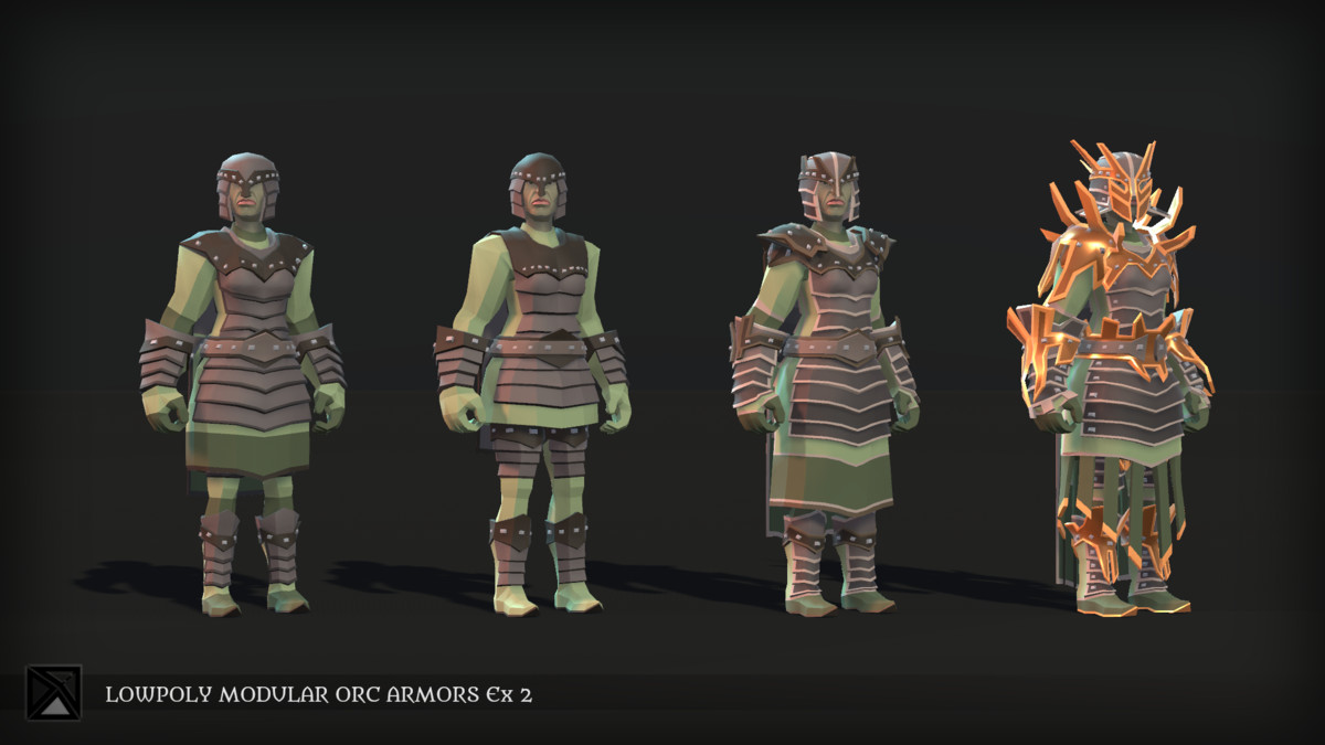 Low Poly Orc Modular Armors Bundle - LOWPOLY MEDIEVAL FANTASY SERIES