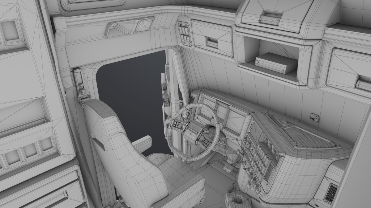 Heavy Truck Chassis 05 White Interior URP HDRP Textures