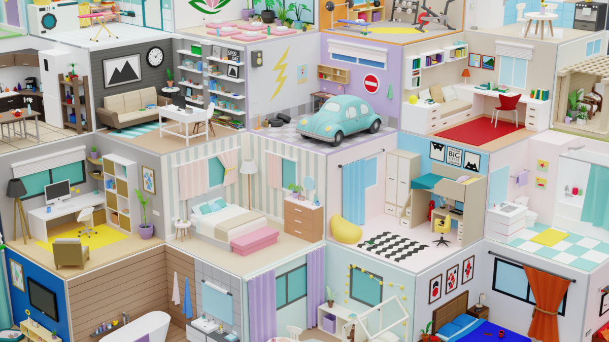 Low Poly Rooms Interior