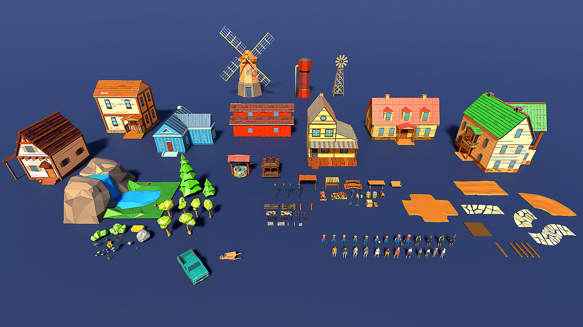 Low Poly Farm. HappyLifeville