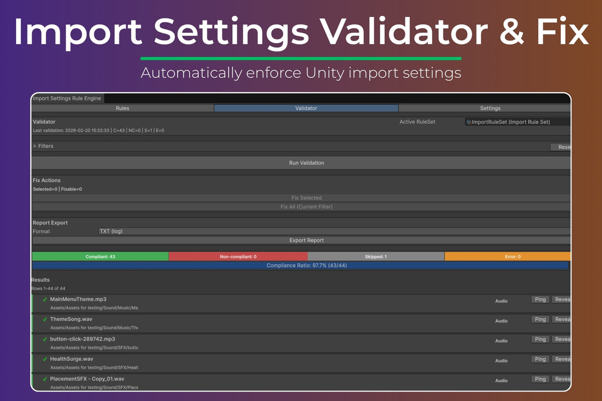 Build Quality Toolkit for Unity