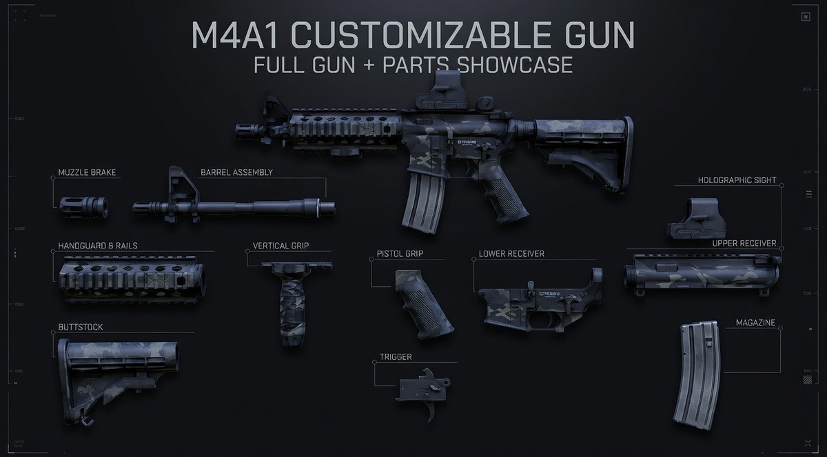 M4A1 Customizable Gun - Skins & Attachments