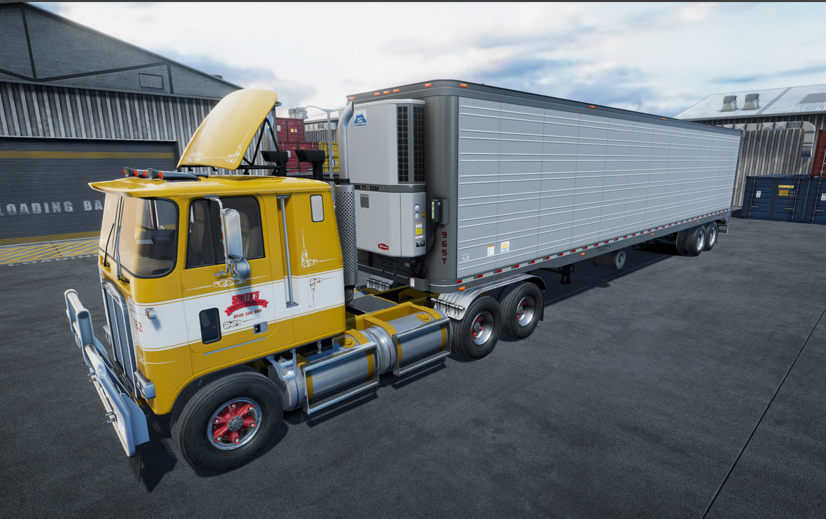 80s cabover with refrigerated trailer