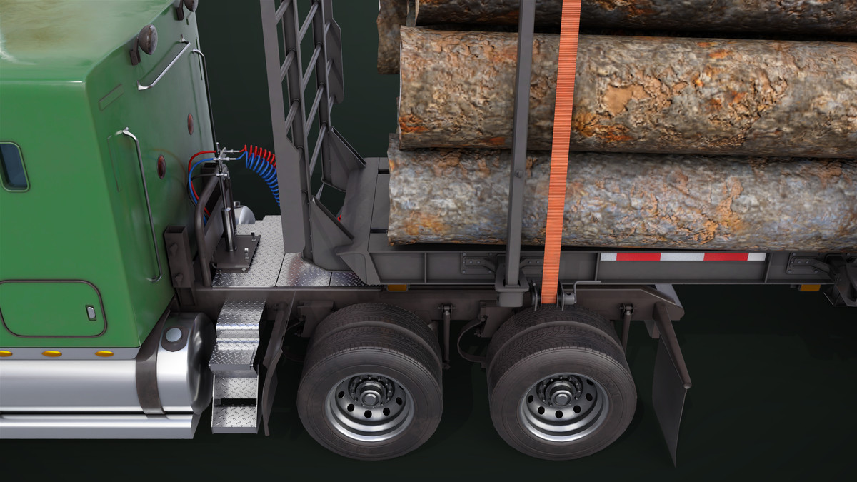 Truck 07 Log Trailer Green Version URP HDRP Textures