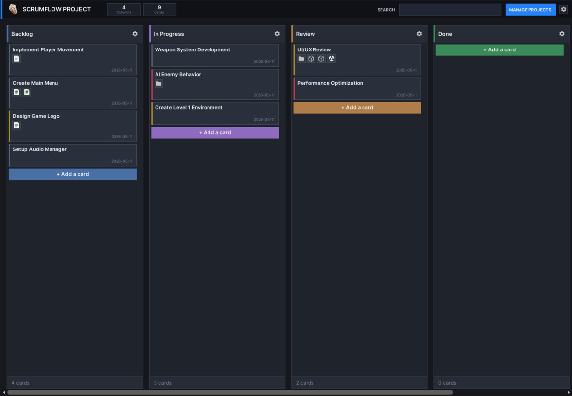ScrumFlow - Professional Kanban Board System