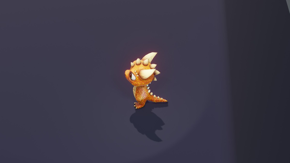 Cartoon Orange Dinosaur 3D Model (Low-Poly, Game-Ready, Animated, Built-In)