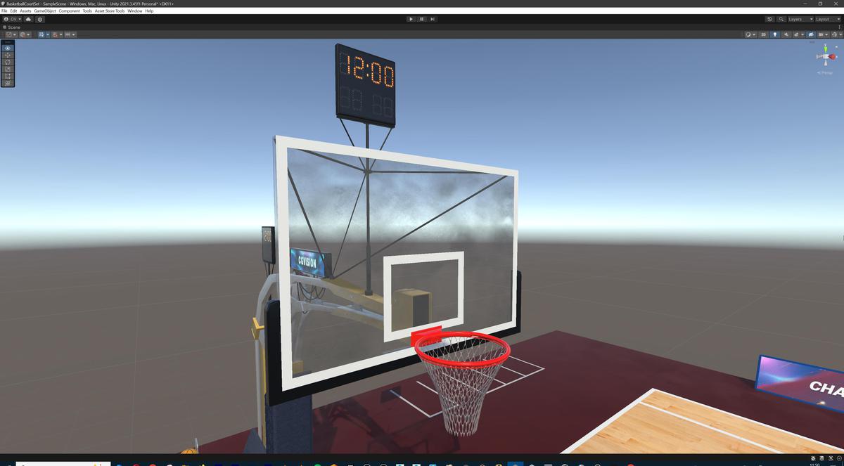 Basketball Court Set with Backboard, Hoop, Parquet, Balls, Digital Timer, Screen