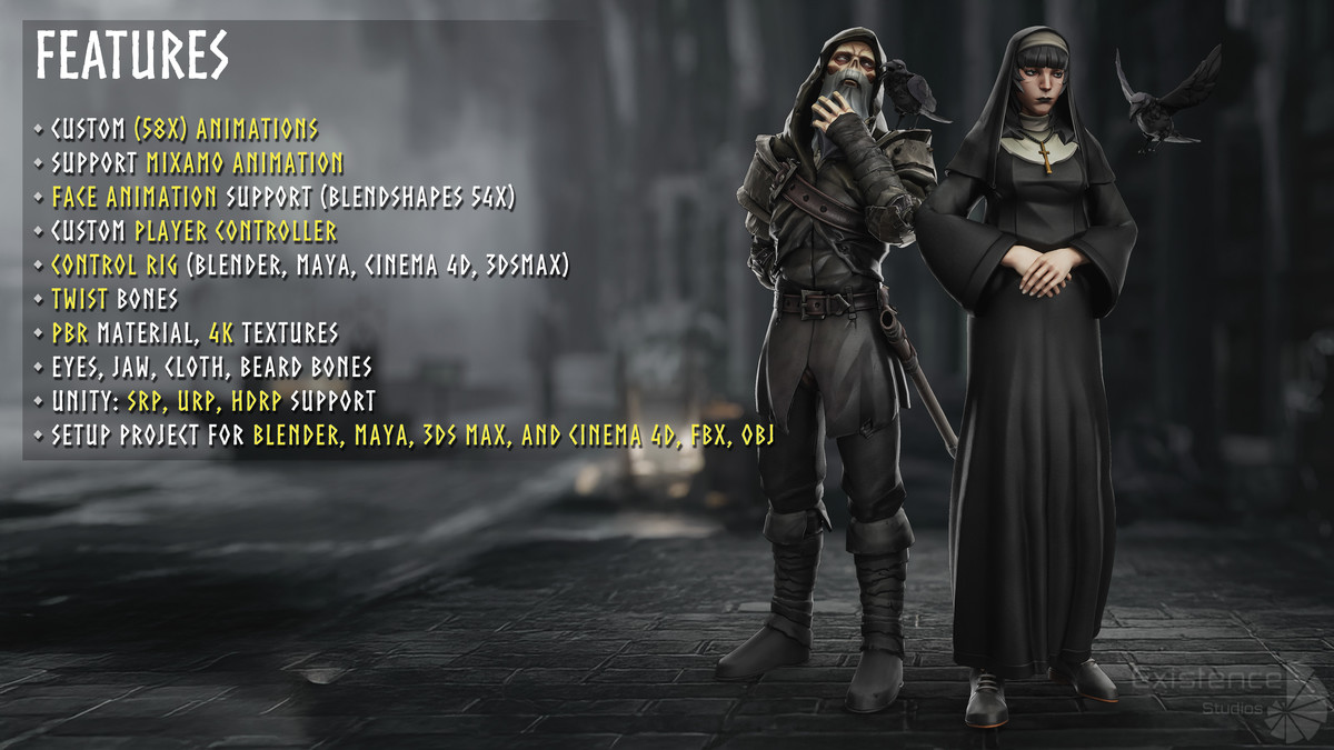 3 in 1 - Creature Pack 4 - Raven - Undead Draugr - Nun Katharine - #77