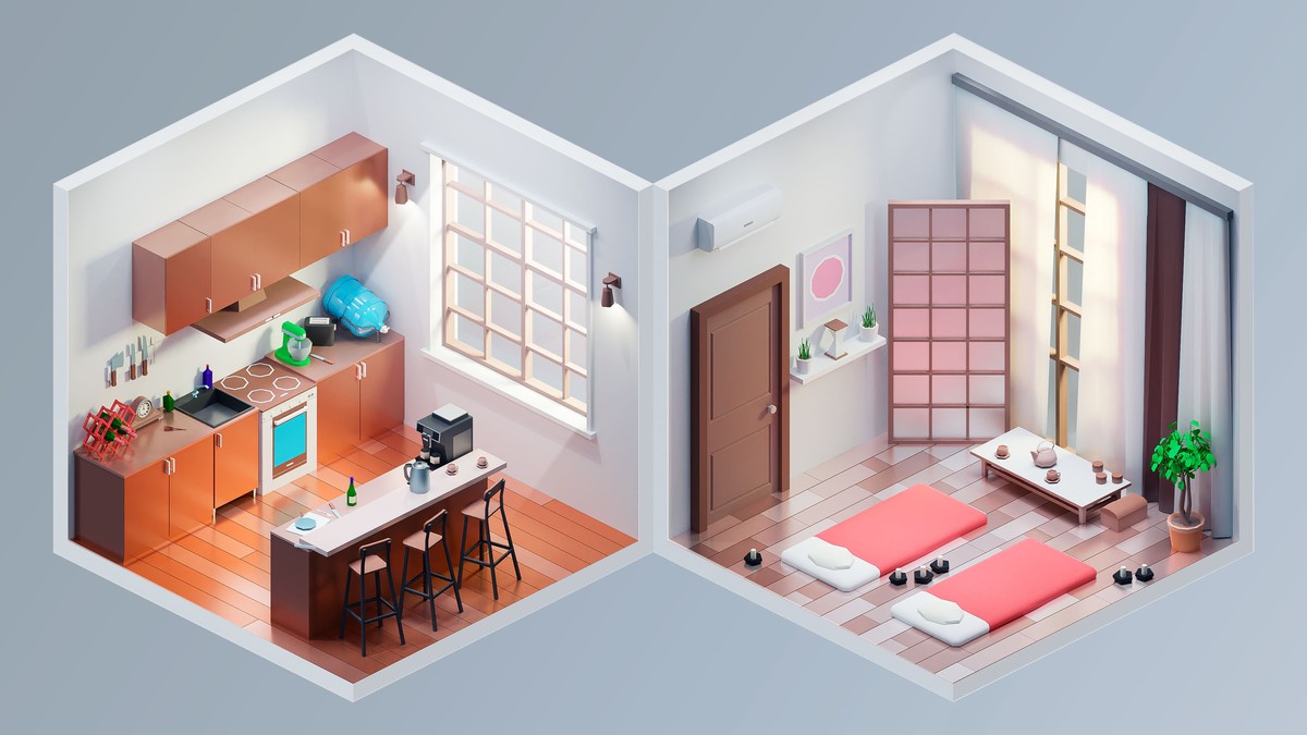 Interior 2 - Low Poly 3D Models Pack