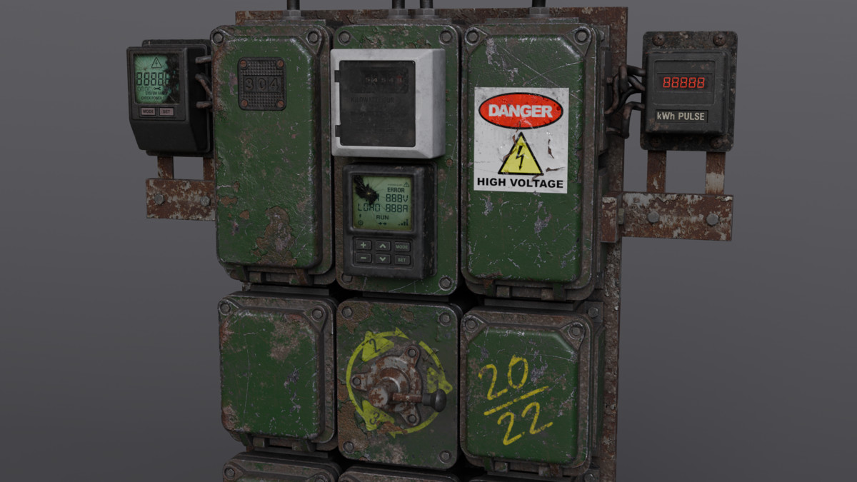 Industrial Power Control Panel – Game‑Ready