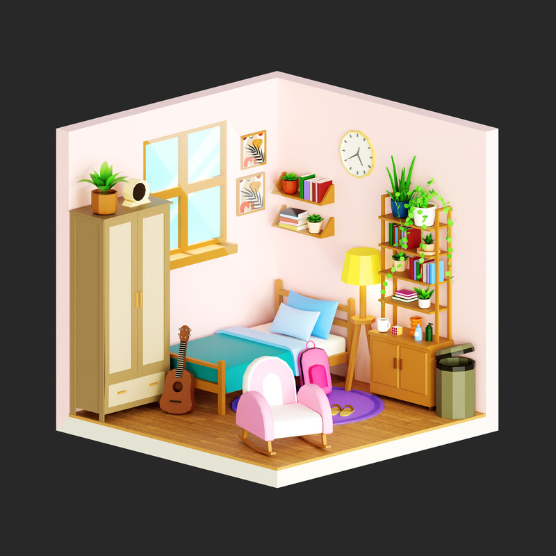 Interior 1 Low-poly 3D models Pack