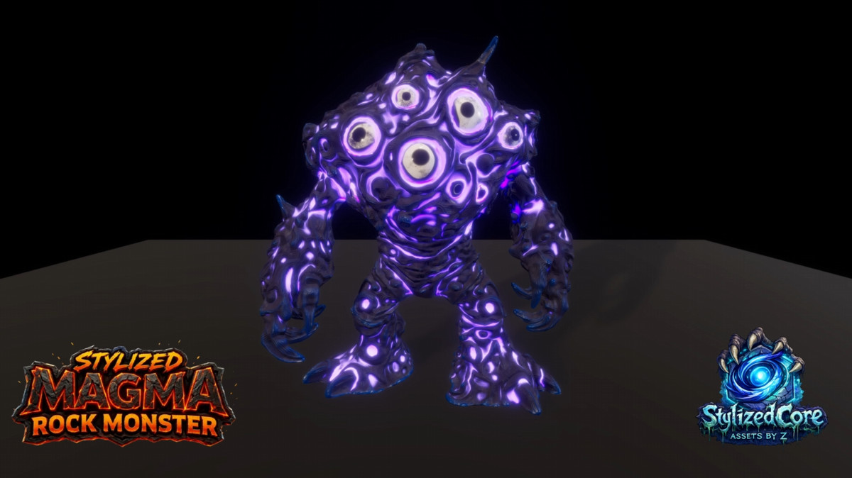 Magma Rock Monsters Pack 1 - 4 Stylized Animated Creatures (LOD + Skins)