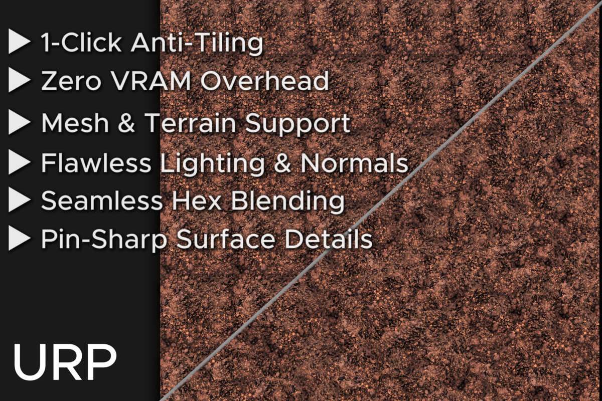 Stochastic Hex Anti-Tiling : Terrain & Mesh