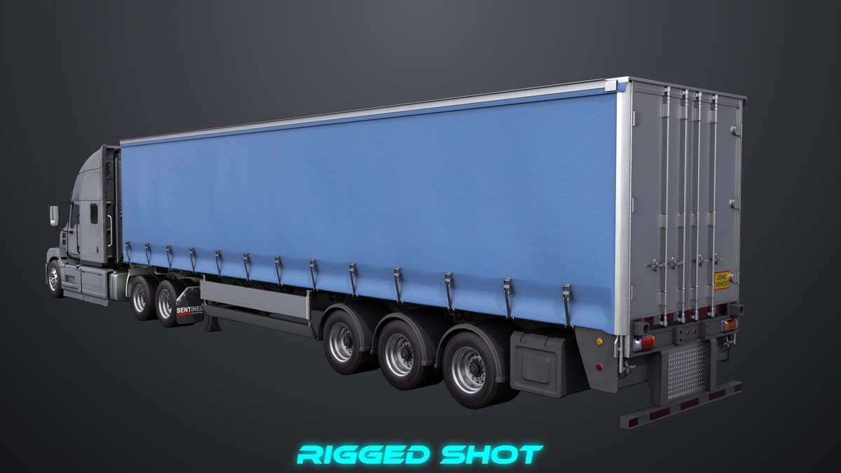Heavy Truck 05 Curtainsider Trailer URP HDRP Textures