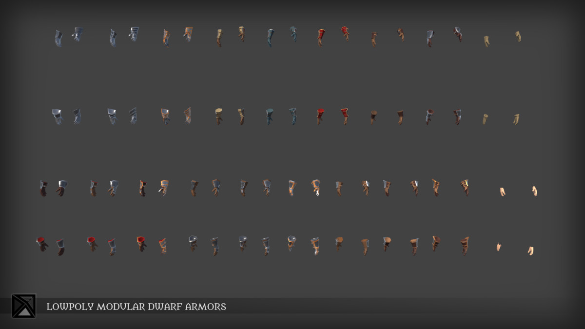 Lowpoly Dwarves Modular Armors Bundle- MEDIEVAL FANTASY SERIES