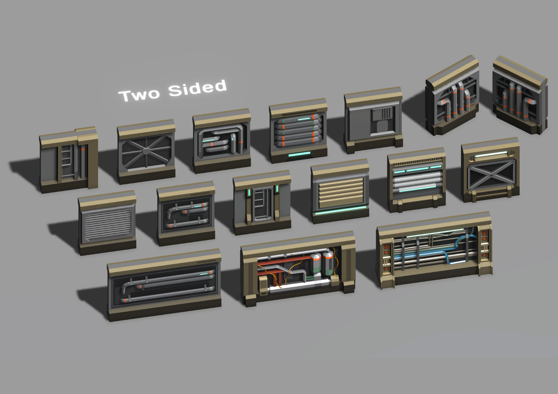 Low Poly Sci-Fi Modular Base / Cosmic Retro