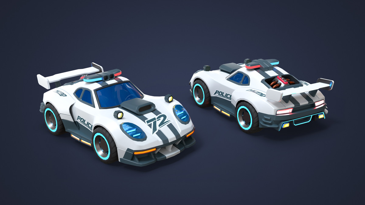 Modular Cyber Racing Cars - Low Poly 3D Models