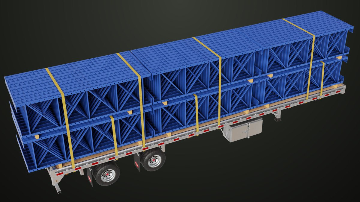 Flatbed Trailer with 7 Loads Single Mat URP HDRP Textures