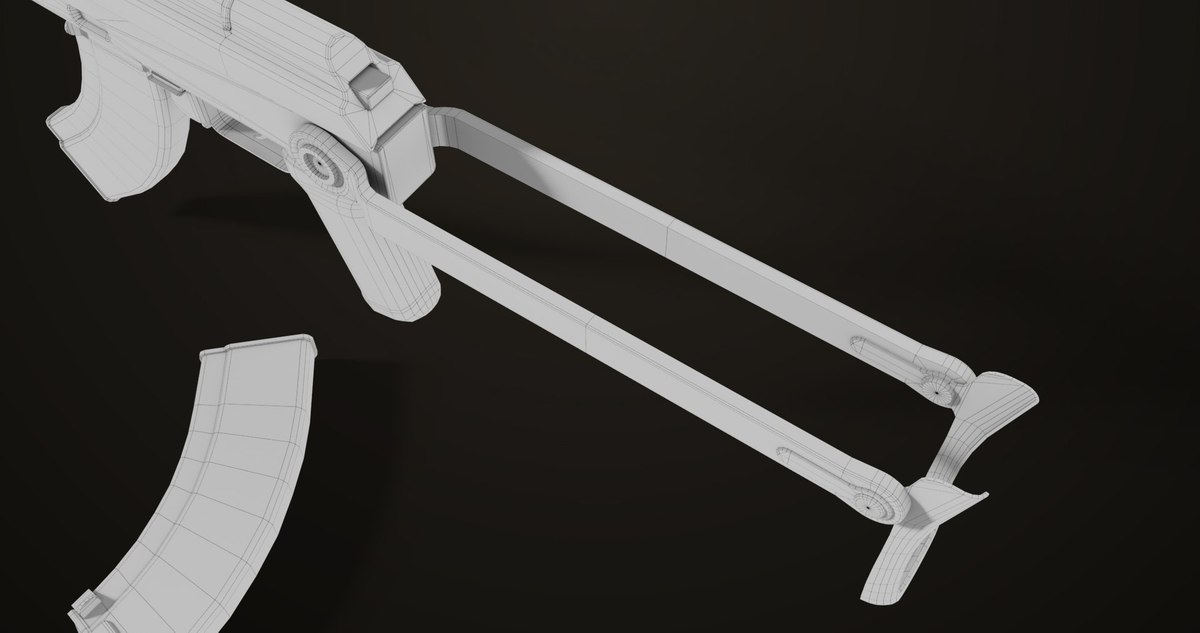 AKMS Light Machine Gun 10 Wood URP HDRP Texture