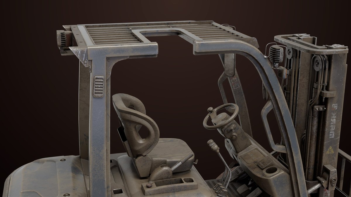 Old Dusty Forklift Truck03 Orange URP HDRP Textures